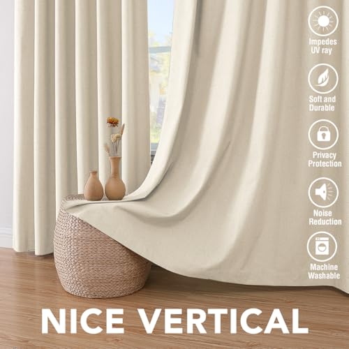 H.VERSAILTEX 100% Blackout Curtains for Bedroom Thermal Insulated Linen Textured Curtains Heat and Full Light Blocking Drapes Living Room Curtains 2 Panel Sets, Bleached Sand, 42x63 Inch - color: Bleached Sand, size: 42"W x 63"L (Pack of 2)