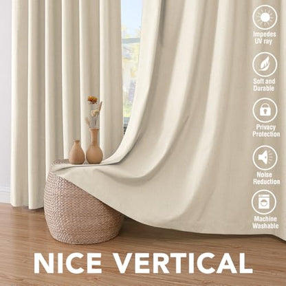 H.VERSAILTEX 100% Blackout Curtains for Bedroom Thermal Insulated Linen Textured Curtains Heat and Full Light Blocking Drapes Living Room Curtains 2 Panel Sets, Bleached Sand, 42x63 Inch - color: Bleached Sand, size: 42"W x 63"L (Pack of 2)
