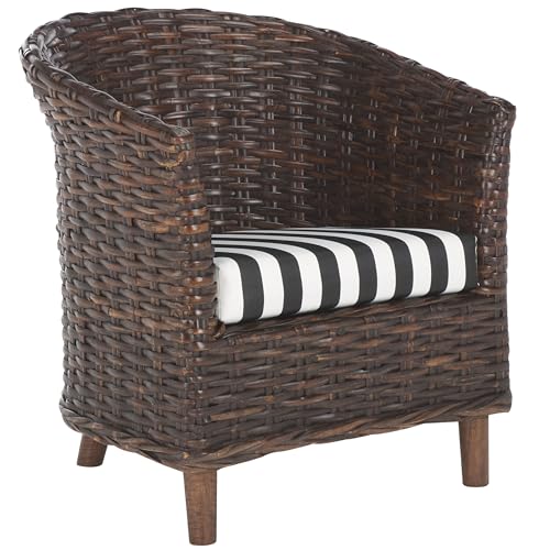 Safavieh Home Collection Omni Honey Barrel Chair - color: Brown/Black White Cushion
