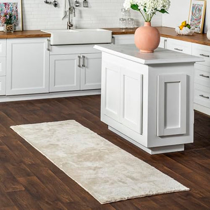 nuLOOM Loni Cream Solid Washable Runner Rug, 2' x 6' - color: Cream, size: 2'6" x 6' (Rectangular)