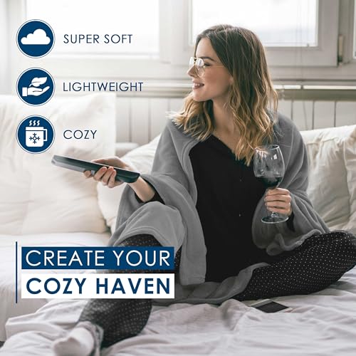 Twin/Twin XL Size Fleece Bed Blanket - Comfy Supersoft Fleece Blanket – All-Season, Light Weight, Luxuriously Soft - Throw Blanket for Couch and Sofa - Machine Wash - Grey - color: Grey, size: Twin/Twin XL