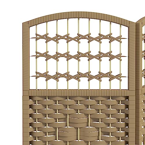 HOMCOM 3 Panel Room Divider, Folding Privacy Screen, 5.6', Natural | Room Separator, Wave Fiber Freestanding Partition Wall Divider - color: Natural, size: 3 Panel