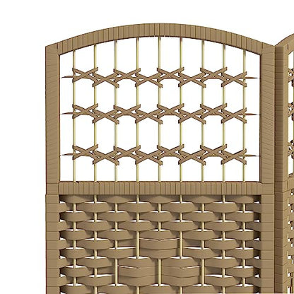 HOMCOM 3 Panel Room Divider, Folding Privacy Screen, 5.6', Natural | Room Separator, Wave Fiber Freestanding Partition Wall Divider - color: Natural, size: 3 Panel