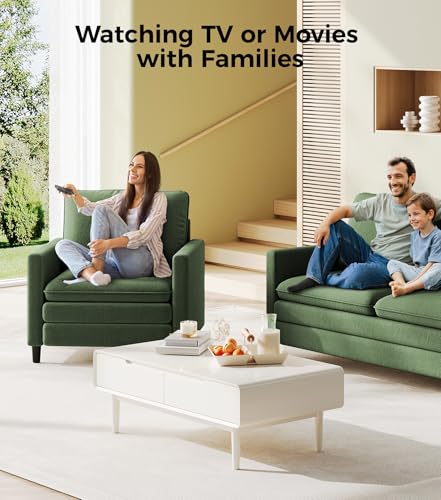 Welzona 3-Layers Cloud Accent Chair, 33" Reading Chair, Teddy Arm Chairs | Comfy Teddy Fabric, Washable Covers, Tool-Free Setup, All-wood Couch Chair for Living Room, Bedroom, Reading Nook, Green - color: Green, size: cloud chair