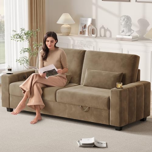 COPIAE Loveseat Sofa, Larger Couch Velvet Fabric with Storage, Charging Ports, Heightened Backrests, Removable Cover Modern Comfy Couches Easy Assembly for Living Room, 88 Inch Gold - color: Gold