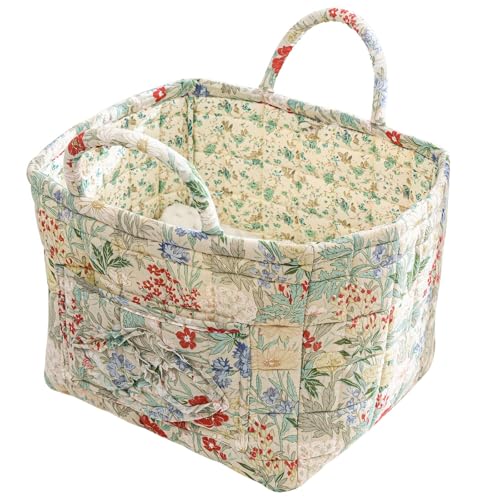 vctops Boho Fabric Quilted Storage Basket for Organizing, Basket Organizer Gift Baskets with Handles, Storage Bins for Toys, Books, Towels, and Clothes, Collapsible Fabric(Pattern G,13"x10.6"x10") - color: Pattern G