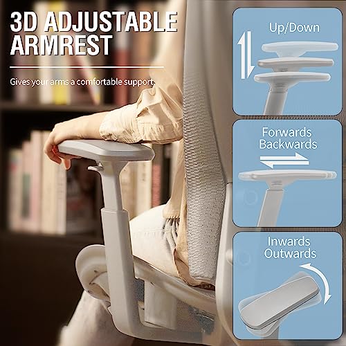 Mesh Office Chair,Ergonomic Computer Desk Chair,Sturdy Task Chair- Adjustable Lumbar Support & Armrests,Tilt Function,Comfort Wide Seat,Swivel Home Office Chair (Grey Frame Grey Mesh) - color: Grey Frame Grey Mesh