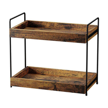 2-Tier Wood Bathroom Counter Organizer, Kitchen Spice Rack | Multi-Use Storage Shelf, Holds Toiletries, Cosmetics, Perfume And Seasoning, Fits Vanity And Countertops - size: 2 Tier
