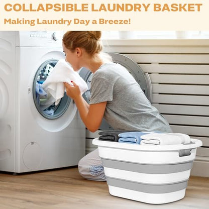 43L(11.5Gallon) Collapsible Laundry Baskets Plastic (Grey, 2 Packs) | Pop Up Laundry hamper/Storage Container, Foldable Laundry Basket with Large Capacity,Sturdy,Space Saver - color: Grey
