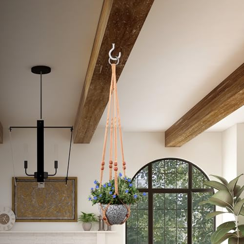 RIFNY Macrame Plant Hanger for 5 to 10 Inch Plant Pots, 35 Inch Woven Rope Hanger Kits with Hooks and Wood Beads, Hanging Planter Basket for Indoor Boho Home Decor (Brown, 3 Pack) | 35 Inch Hanging Planter with Hooks, Fits 5-10" Pots, Suitable for Ceiling