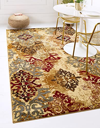 Unique Loom Barista Collection Area Rug - Congencis (10' x 13' 1" Rectangle, Beige/Blue) - size: 10' x 13'1" (Rectangular)