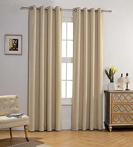 MYSKY HOME Beige Bedroom Curtains, 84 Inch Long Blackout Curtains for Living Room, Dark Grommet Window Curtains, Privacy Protect, Room Darkening, Single Panel, 52 x 84 Inch - color: Beige, size: 52"W x 84"L (Pack of 1)