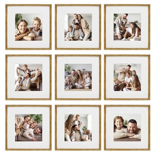 Sheffield Home 9 Piece Gallery Wall Frame Set, 12x12 Inch, Antique Bronze - color: Bronze, size: 12x12 Inch
