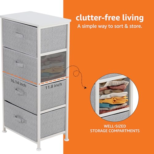 Amazon Basics Fabric 4-Drawer Storage Organizer Unit for Closet, Bedroom, White - color: White