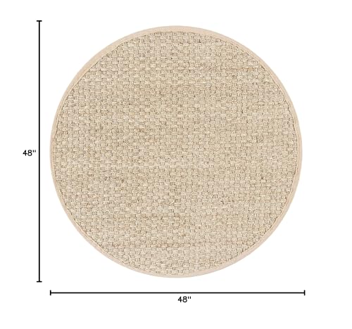 SAFAVIEH Area Rug 4' Round - Natural Fiber Collection - Natural & Beige, Seagrass, Basketweave Pattern with Border (NF114A) - color: Natural/Beige, size: 4' (Round)