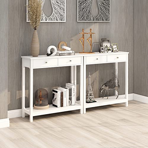 TaoHFE Console Table, 39.4"x11.8"x31.5"(LxWxH), White - color: White