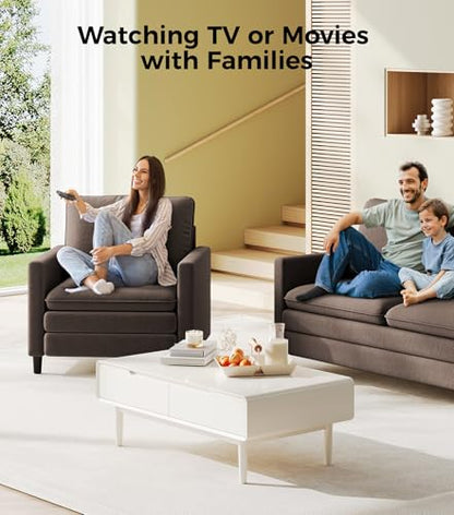 Welzona 3-Layers Cloud Accent Chair, 33" Reading Chair, Teddy Arm Chairs | Comfy Teddy Fabric, Washable Covers, Tool-Free Setup, All-wood Couch Chair for Living Room, Bedroom, Reading Nook, Brown - color: Brown, size: cloud chair