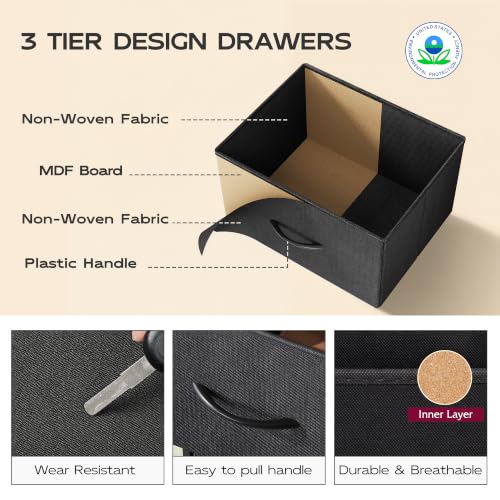 WLIVE Tall Dresser for Bedroom, 5 Drawer Dresser, Charcoal Black | 5 vertical fabric drawers, Tall vertical design, Bedroom or closet use, Dresser for small spaces, Chest of drawers - color: Charcoal Black
