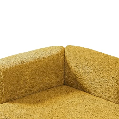 ERYE Boucle Upholstered Right Facing Chaise Lounge Indoor for Living Room Bedroom,Comfy Single Chaise Lounge Modern Leisure Recliner Sleeper Sofa Daybed, Easy Assemble - color: Yellow/R