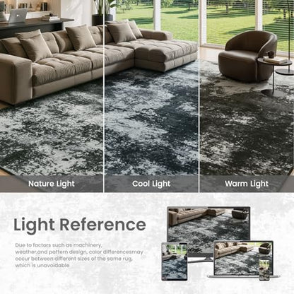 2x6 Hallway Runner Rug Washable Non-Slip Back Grey Low Pile Carpet | Stain Resistant, Soft Faux Wool, Abstract Pattern for Kitchen Walkway, Laundry Room, Entryway, Hallways - color: Black Grey, size: 2' x 6'(24''x72'')