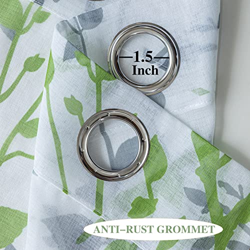 Luvyohmee White Green Curtains 72 Inch Length 2 Panels Set, Semi Sheer Window Curtain Drapes for Living Room/Bedroom, Green Nature Tree Branches Patterned Linen Textured Curtains, Grommet Top W52XL72 - color: Sage Green, size: 52"W x 72"L (Pack of 2)
