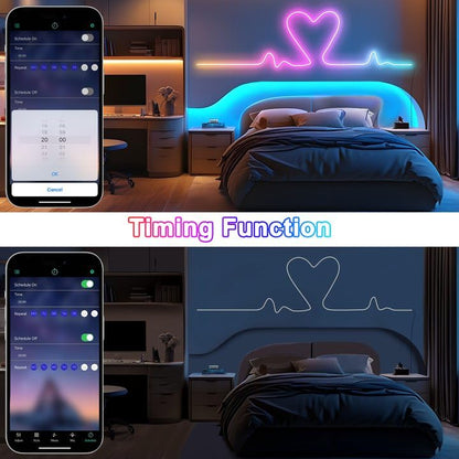 Cozylady 6M RGB Neon Light LED Rope Light,20ft Waterproof Bluetooth APP Remote Control Music Sync Strip Light,24V Flexible DIY Silicone Light for Bedroom Home Indoor Outdoor Decoration (6M/20Ft) - size: 20 ft