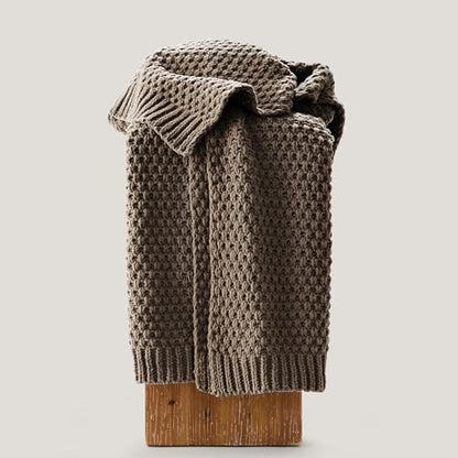 EVERGRACEHOME Chunky Chenille Knit Throw Blanket, 50 x 60, Mocha Brown | Sculpted Moss Stitch, Chic Modern Farmhouse, All-Season Warmth, OEKO-TEX® Certified, Elegant Blanket for Couch, Bed, Sofa - color: Mocha Brown, size: 50" X 60"
