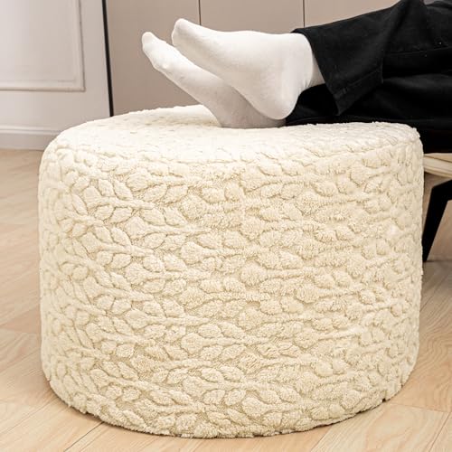 Poofieotto Pouf Ottoman Footstool 20x14In Couch Sofa Ottoman Footrest Linen | All-in-one Foam Floor Pouf,Ottoman Coffee Table,Footstool Ottoman Boho Poof Home Decor Beanbag Chairs for Living Room Bedroom - color: Linen