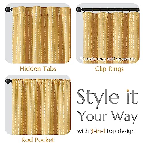 jinchan Boho Blackout Curtains 63 Inch Length Moon Phase Printed Drapes | Mustard Yellow Farmhouse Curtain for Bedroom Living Room Back Tab Drapes Room Darkening Window Treatment 2 Panels - color: Luna | Mustard Yellow, size: 52"W x 63"L (Pack of 2)