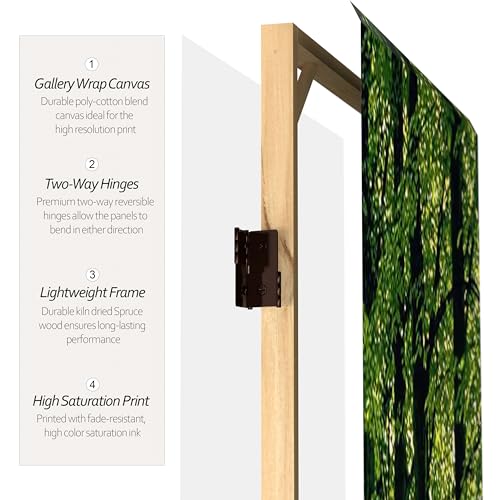 Red Lantern Double Sided Path of Life Canvas Folding Screen, 3 Foot - 4 Panel - size: 3 Foot - 4 Panel