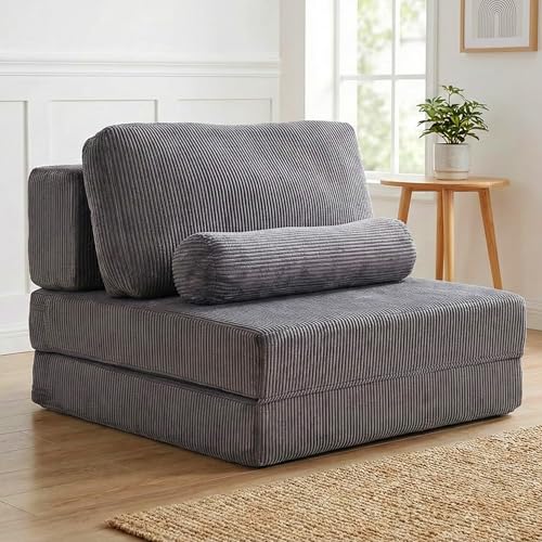 49" Foldable Modular Studio Couch, Space Saver Bed with High Density Foam, Sofa Individual with Creative Shape for Apartment Leisure Scenes, Dark Grey - color: Dark Grey