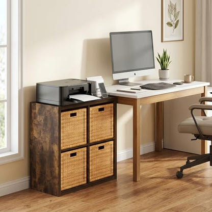 4-Cube Bookshelf, Cubicle Shelf Bookcase with Open Back, Position Reversible Book Shelf, 15 x 30 x 30, for Home Office, Living Room, Amber Pine - color: Amber Pine, size: 4 Cube