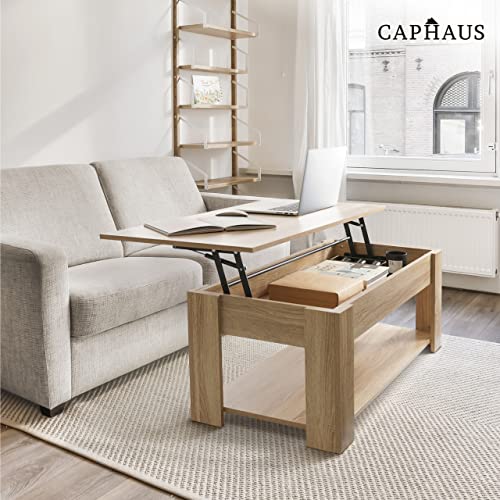 CAPHAUS 47' Natural Oak Lift Top Coffee Table with Storage, 110 lbs Capacity, 11 lbs Lifted - color: Natural Oak, size: 47"