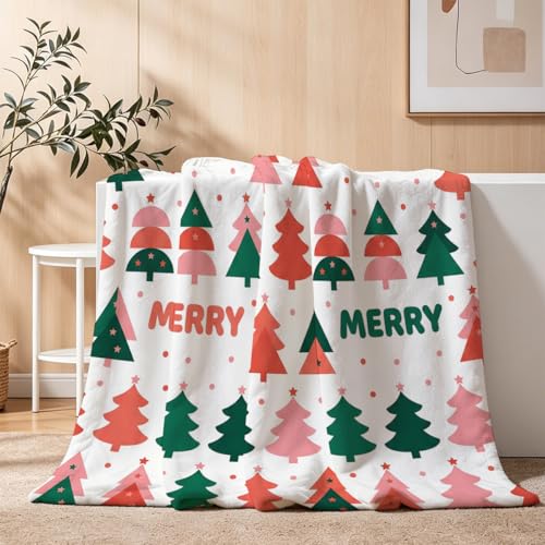 Abstract Christmas Trees Throw Blanket, Flannel Fleece 60" x 80" | Yujiiso Abstract Christmas Trees Blanket Lightweight Decor for Living Room, Bedroom, Office and Travel, Home Decor Gift - color: Abstract Christmas Trees, size: 60"x80"