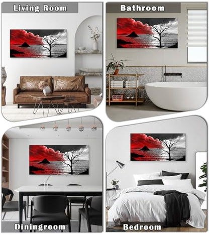 B0375 The Cloud Tree 1 Panels Modern Giclee Canvas Prints Artwork Abstract Seascape Paintings Reproduction Sea Beach Pictures Printed on Canvas Wall Art for Home Decorations Wall Decor - size: 58"L x 29"W