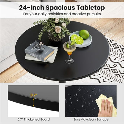 Two-in-one Adjustable Height Bar Tables, 24-inch Round Cocktail Table with Sturdy Metal Base, 40"/22" Two Convertible Height High Top Pub Table for Home Bar, Restaurant Bistro (2, Black) - color: Black, size: Diameter：23.99‘’