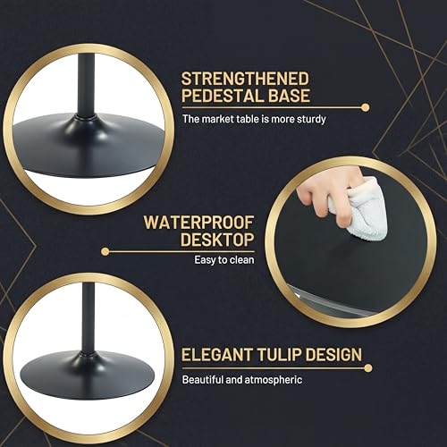 LeTinn 31.5" Round Dining Table for 4, Mid-Century Modern Pedestal Base Kitchen Table for Small Space, Breakfast Nook, Apartment, Dorm - Easy Assembly Black Contemporary Design