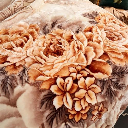 LGYKUMEG Warm Winter Korean Mink Blanket Full Size 71"×87", 6.6Lb Two Ply Reversible Raschel Blanket,Silky Soft Plush,180x220cm3kg - color: Peony Coffee, size: 71x87in/6.6lb