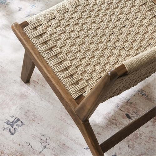 Modway Saoirse Woven Rope Wood Accent Lounge Chair in Walnut Natural - color: Walnut Natural