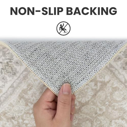 SIILOOM 3x10 Washable Runner Rug, Non Slip Soft Area Rug for Hallway Kitchen - color: Cream/Beige/Yellow/White/Grey, size: 3' x 10' (Runner)