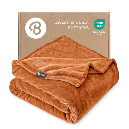 Bare Home Fleece Blanket Luxury Microplush (Full/Queen, Sienna) | Ultra-Soft Lightweight Blanket for Bed, Sofa, and Couch, Cozy & Warm Blanket - color: 22 - Sienna, size: Full/Queen