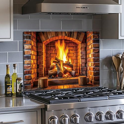 Evgosm Tempered Glass Backsplash for Kitchen， Stove Splashback, fireplace Glass Backsplash, Used for Kitchen Wall Protection and Decoration, Easy to Install and Clean. (30x18'') - size: 30"L x 18"W