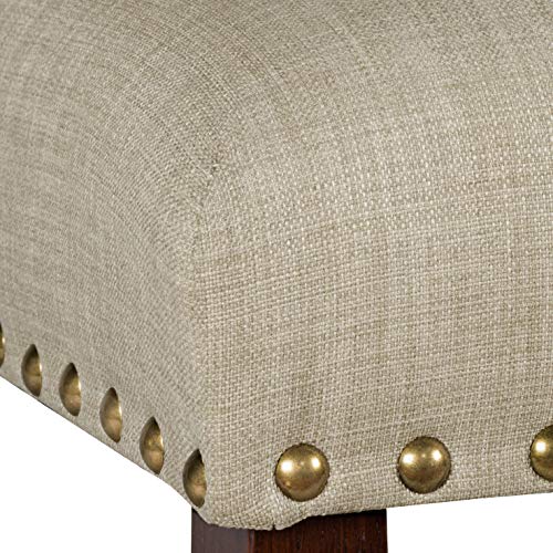 Homepop Home Decor | Classic Upholstered Parsons Dining Chairs | Set of 2 Accent Dining Chairs with Nailhead Trim, Natural Linen - color: Natural, style: Pack of 2