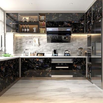 LACHEERY Large Wide 160 x 36 inch Sapphire Look Marble Contact Paper Waterproof Self Adhesive Wall Paper Roll Marble Wallpaper Peel and Stick Countertops for Kitchen Island Cabinets Backsplash Table - size: 36" x 160"