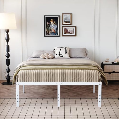 DiaOutro 18 Inch White King Bed Frame Heavy Duty Metal Platform | Steel Slats Platform No Box Spring Needed Mattress Foundation, Easy Assembly, Noise Free - size: King, style: 18 Inch (White)