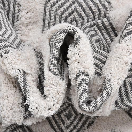 Rugs.com - Sabrina Soto Casa Rug – 12 Ft Runner Anthracite Gray Cotton Textured Runner – Modern Geometric Design for Hallways and Entryways - color: Anthracite Gray, size: 2'7" x 12' (Runner)