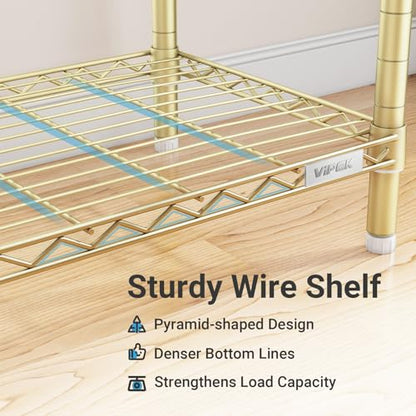 VIPEK V2 Heavy Duty Clothes Rack, Metal Closet Rack Organizer, Gold | Garment Racks with 4 Tiers Wire Shelving 3 Hanging Rods, Compact Freestanding Closet Metal Closet Rack, Max Load 700LBS - color: Gold, style: V2