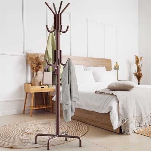 Simple Houseware Standing Coat/Hat Hanger Organizer Rack, 12 Hooks, Bronze | For Entryway, Bedroom, and Hallway - color: Bronze