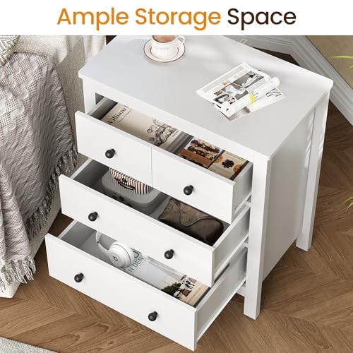 RoyalCraft White 3 Drawer Nightstand, 27" H End Table with Storage, Modern Bedside Table with Drawers, Night Stands for Bedroom, Entryway, Hallway - color: White