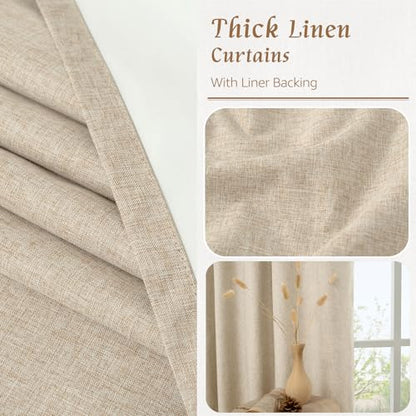 Full Blackout Linen Kitchen Window Curtains 36 Inches 2 Panels | Window Curtains for Cafe, Bathroom, Basement, Privacy Protected Drapes, White Liner, Rod Pocket Back Tab, 29 x 36 Inch, Linen - color: Linen, size: 29"W x 36"L (Pack of 2)